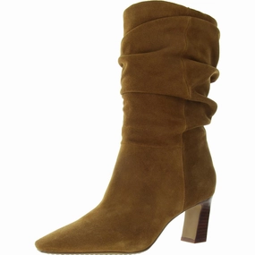 Skylar Womens Slouchy Leather Mid-Calf Boots Zip Edge