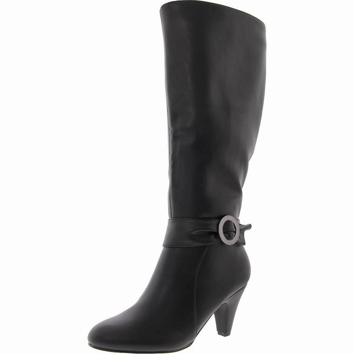 Womens Wide Calf Faux Leather Knee-High Boots Fashion Show Good Arch Support