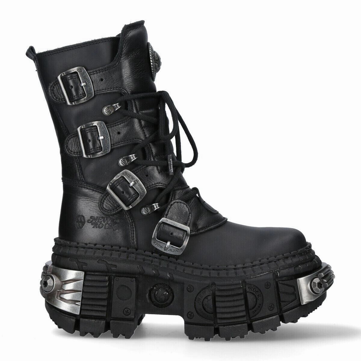 Comfortable ankle Classic Appearance New Rock Mid-Calf Leather Platform Boots-WALL373-S3