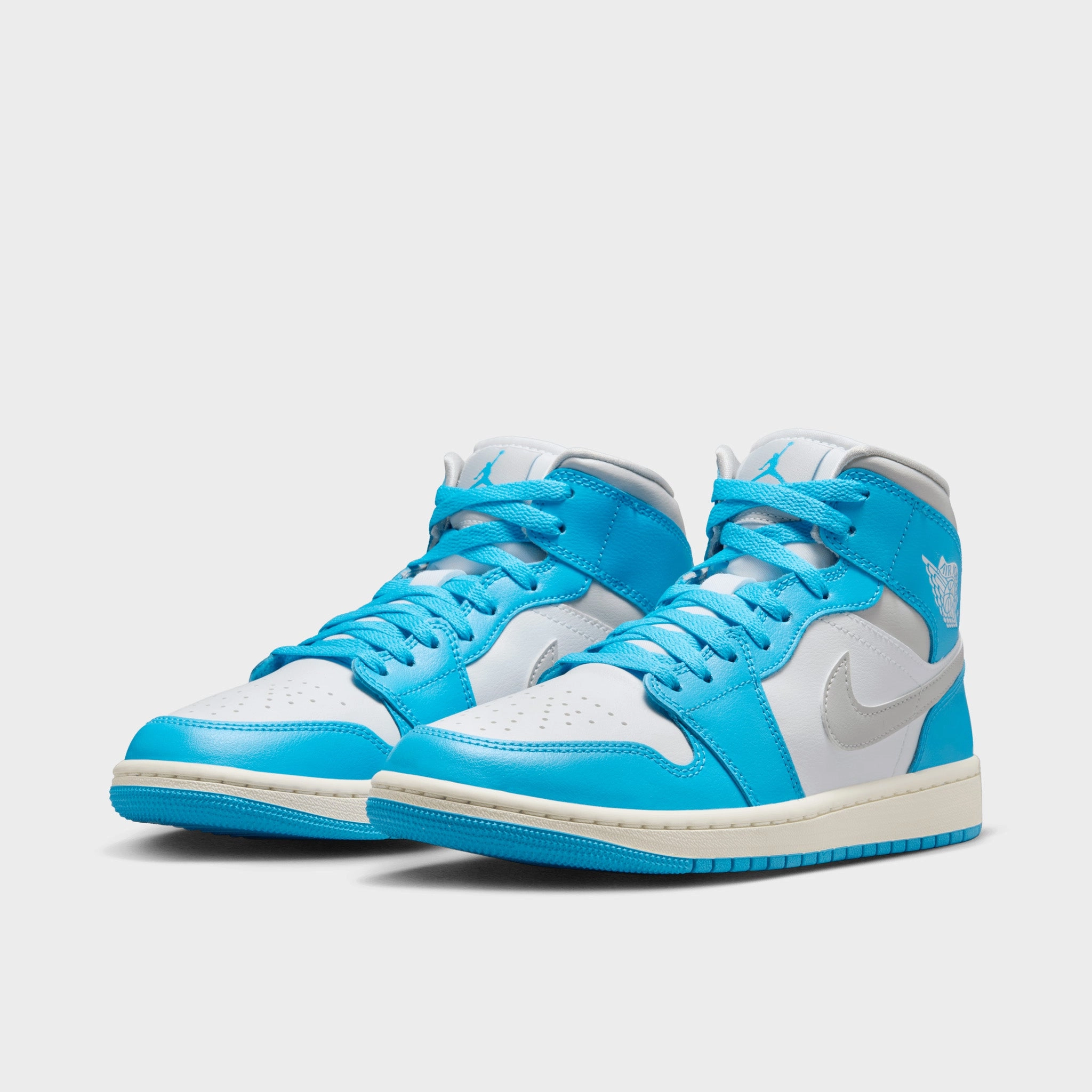 Jordan Women's 1 Mid Dark Powder Blue / Neutral Grey - White Flex Grooves Design