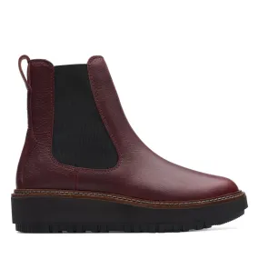 Clarks Orianna W Up in Red Leather Minimalist Style