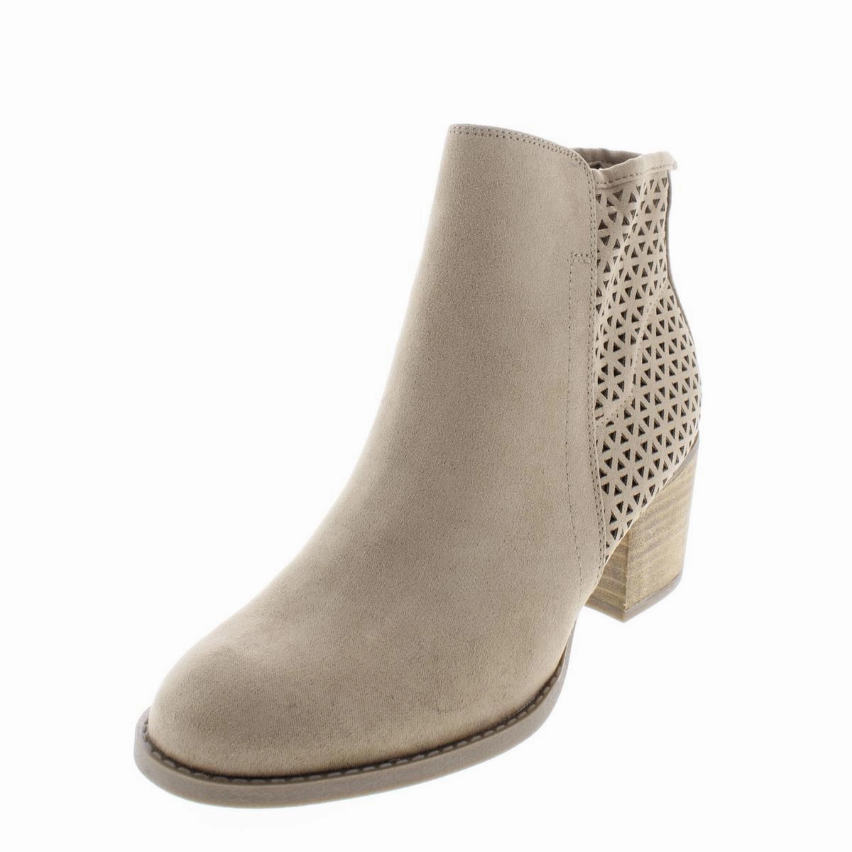Flexible Frame Snowy Path Fayth Womens Laser Cut Almond Toe Ankle Boots
