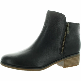 Womens Zipper Leather Ankle Boots Work