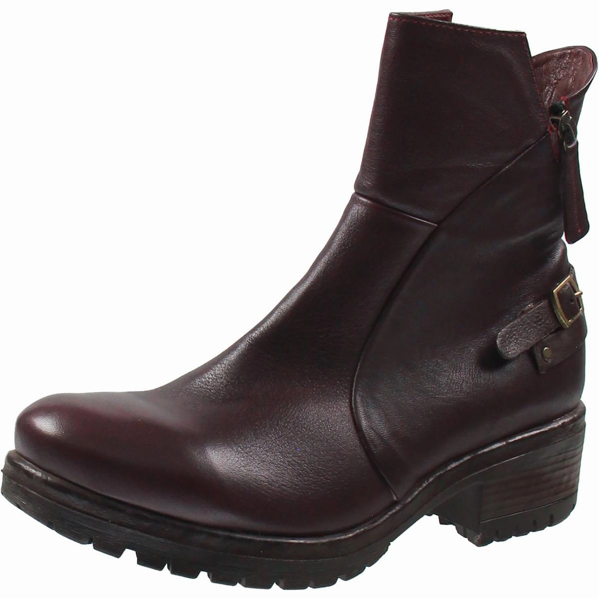 Womens Zipper Leather Booties Heel Support