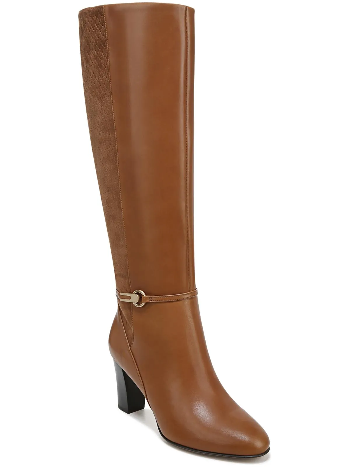 Palermo Womens Leather Block Heel Knee-High Boots Rubber Sole Traction Grip