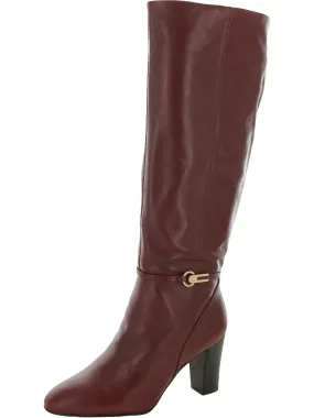Palermo Womens Leather Block Heel Knee-High Boots Cold-resistant
