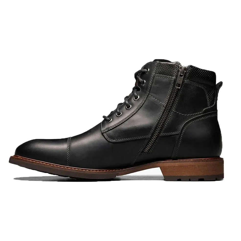 Florsheim Men's Lodge Cap Boot Black Matte Tone ground grip