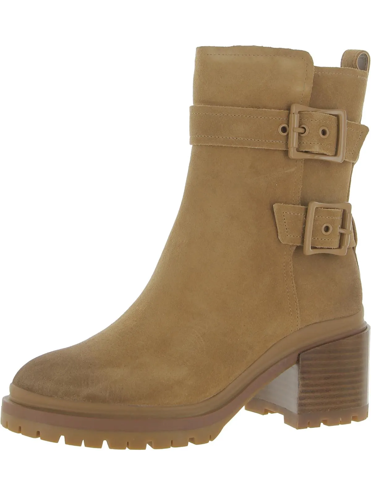 Cushioned Step River Crossing Trina Womens Leather Block Heel Motorcycle Boots
