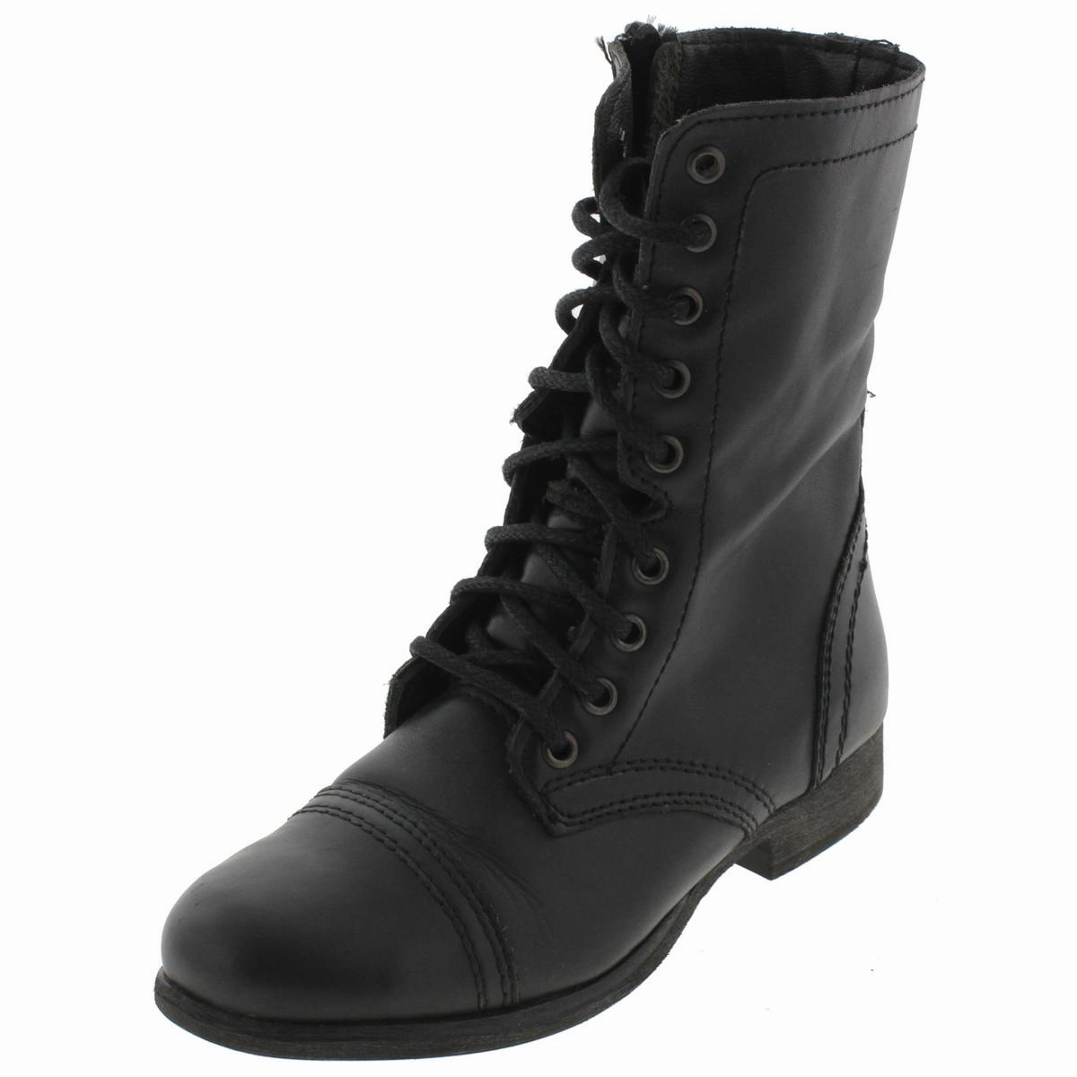 Neutral Finish Troopa Womens Leather Lace Up Combat Boots