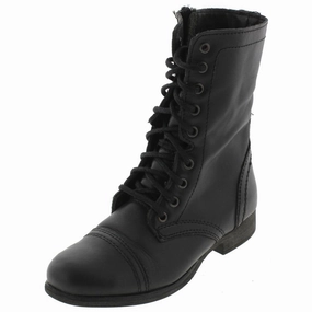Neutral Finish Troopa Womens Leather Lace Up Combat Boots
