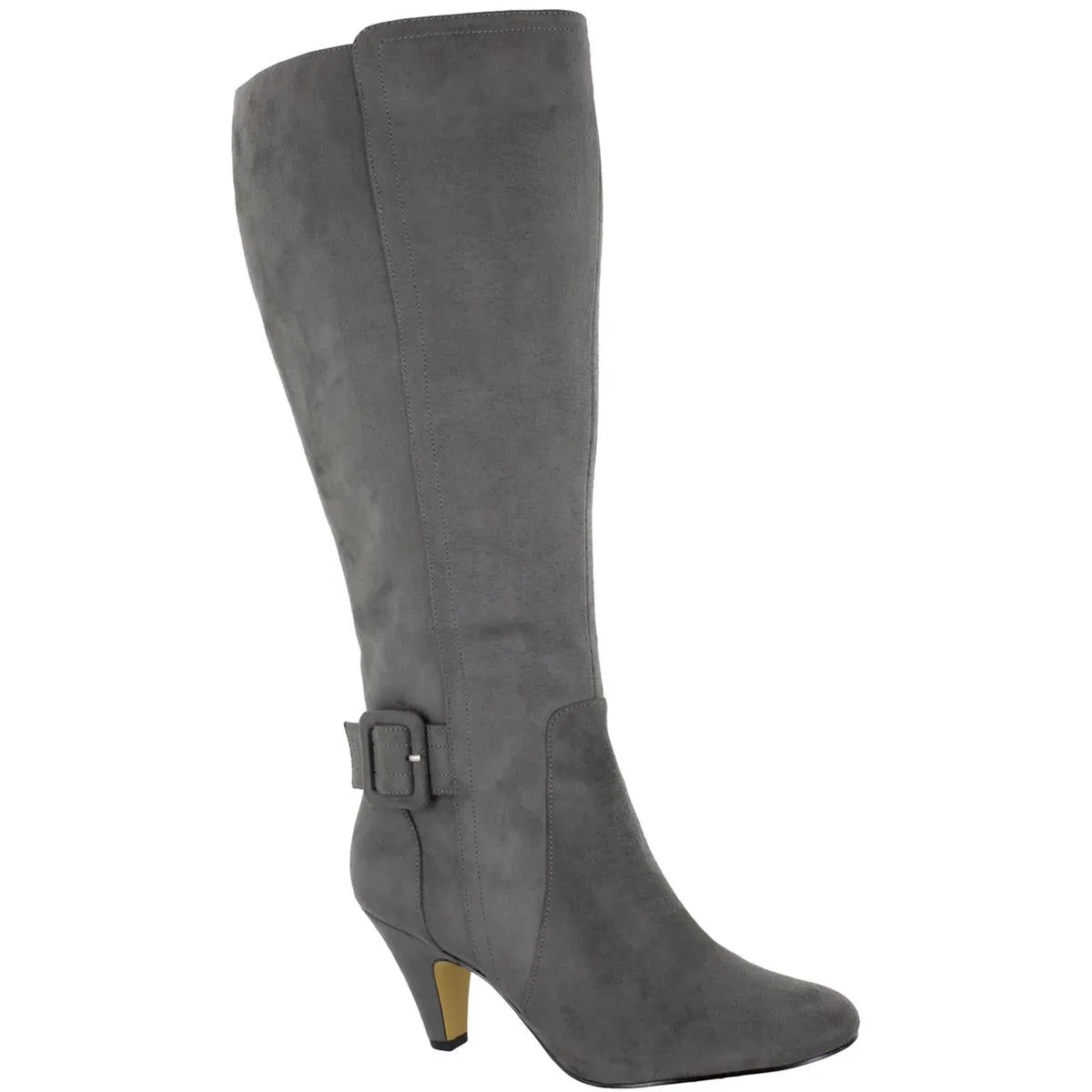 Troy II Plus Womens Faux Suede Wide Calf Knee-High Boots Clean Lines