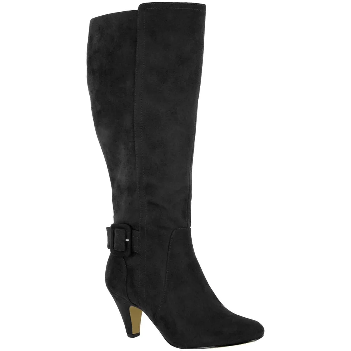 Troy II Plus Womens Faux Suede Wide Calf Knee-High Boots Biker Tough Daily Wear