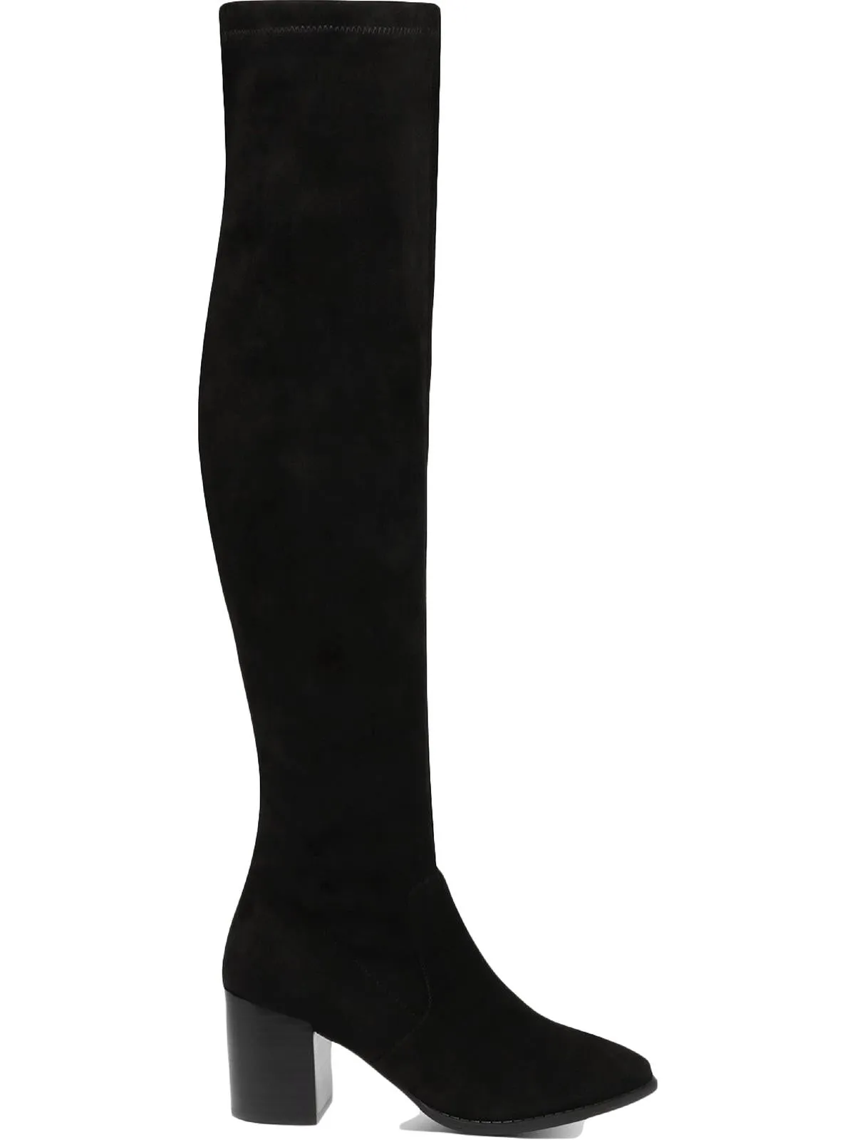 High   Quality Leather Protective Finish Weather Resistant User Trude Womens Faux-Suede Block-Heel Over-The-Knee Boots