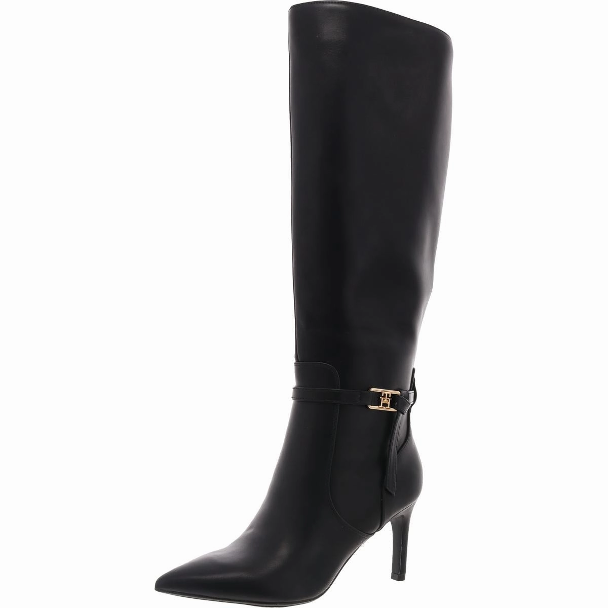 Comfort Buckles TWJullie Womens Solid Faux Leather Knee-High Boots