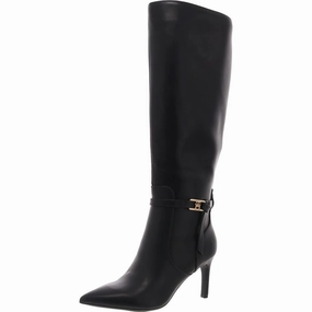 Comfort Buckles TWJullie Womens Solid Faux Leather Knee-High Boots
