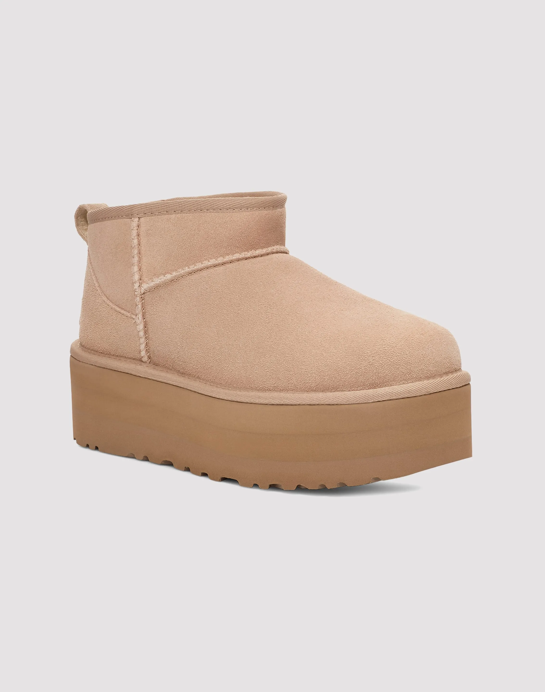 UGG Classic Ultra Mini Platform "Sand" Boot Sleek Function Cushioned Step Weekend Wanderer