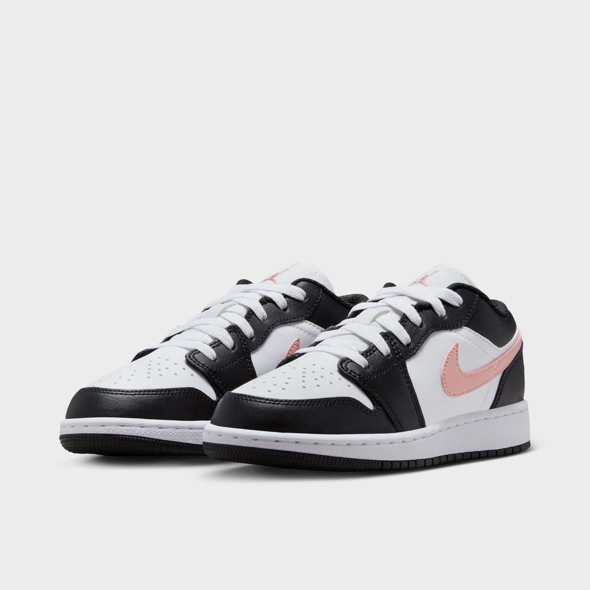 Jordan 1 Low GS White / Rust Pink - Black Long-Lasting Fit Vertical Leap Enhancement