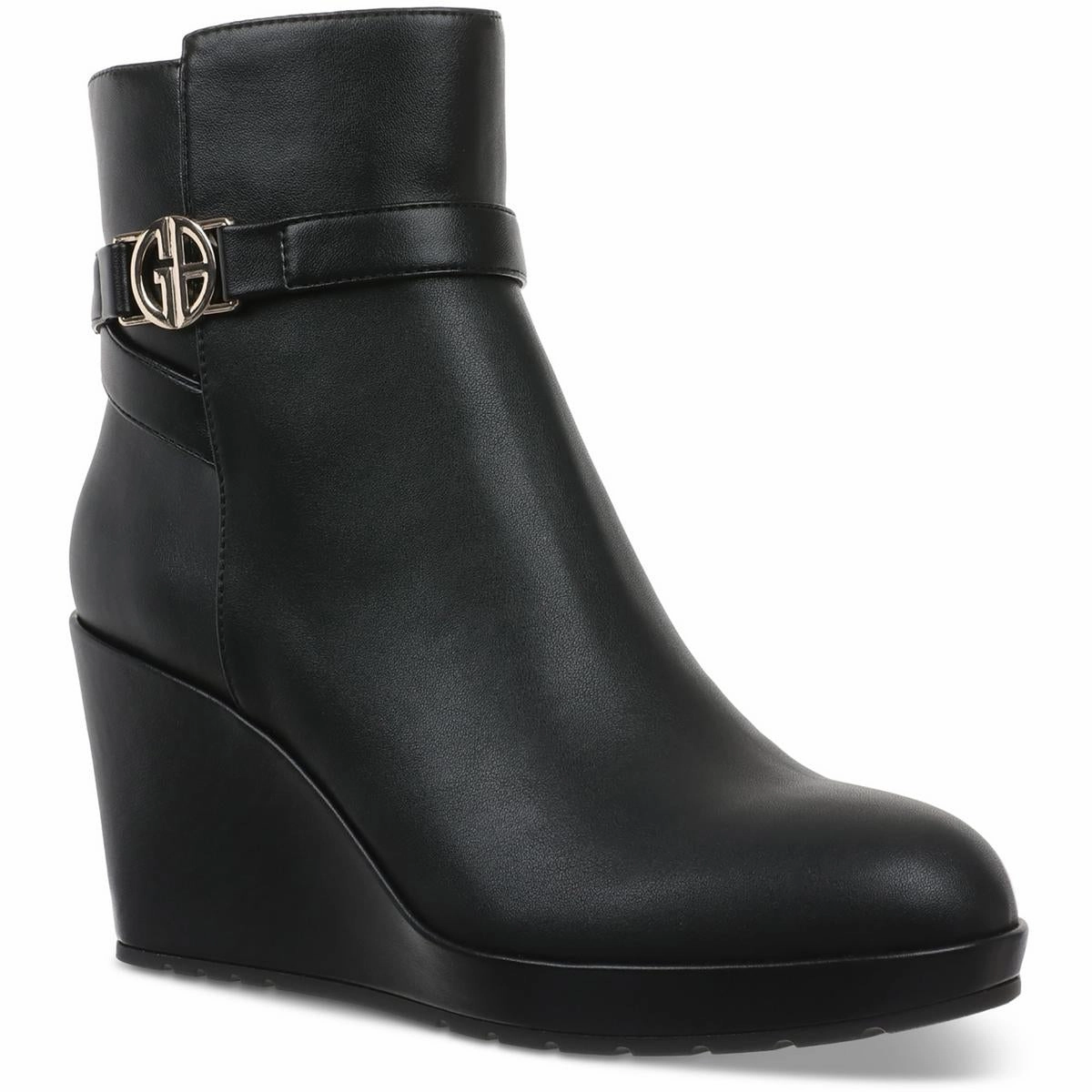 Low Profile Winter Walker Gloria Womens Belted Faux Leather Wedge Boots