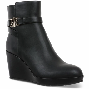 Low Profile Winter Walker Gloria Womens Belted Faux Leather Wedge Boots
