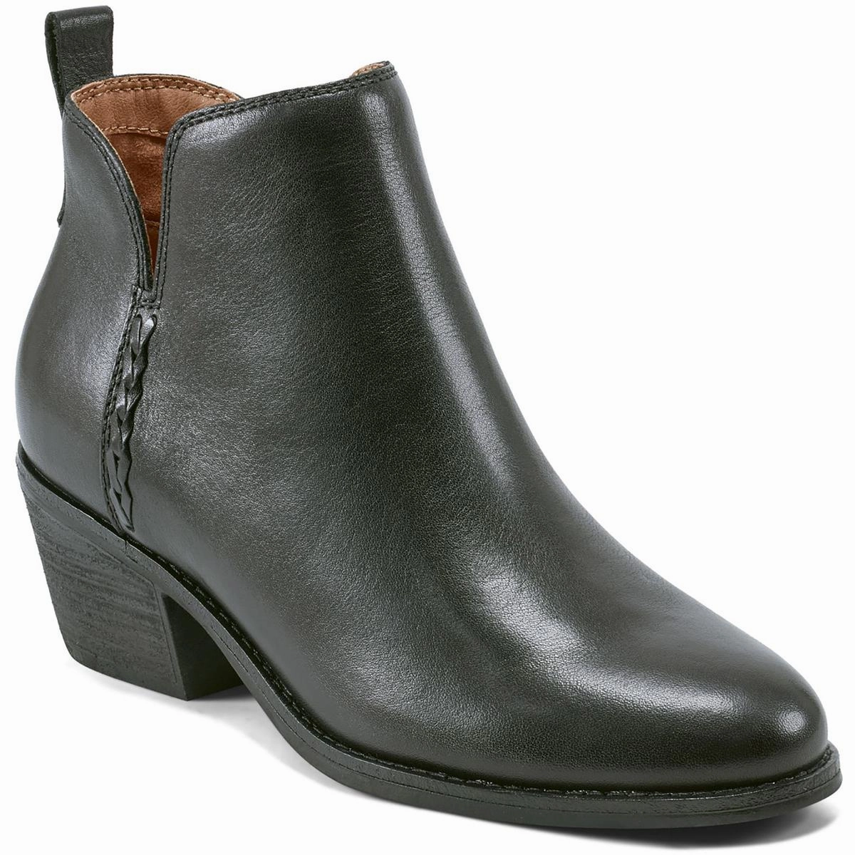 marisole Womens Zipper Leather Ankle Boots Impact Resistant