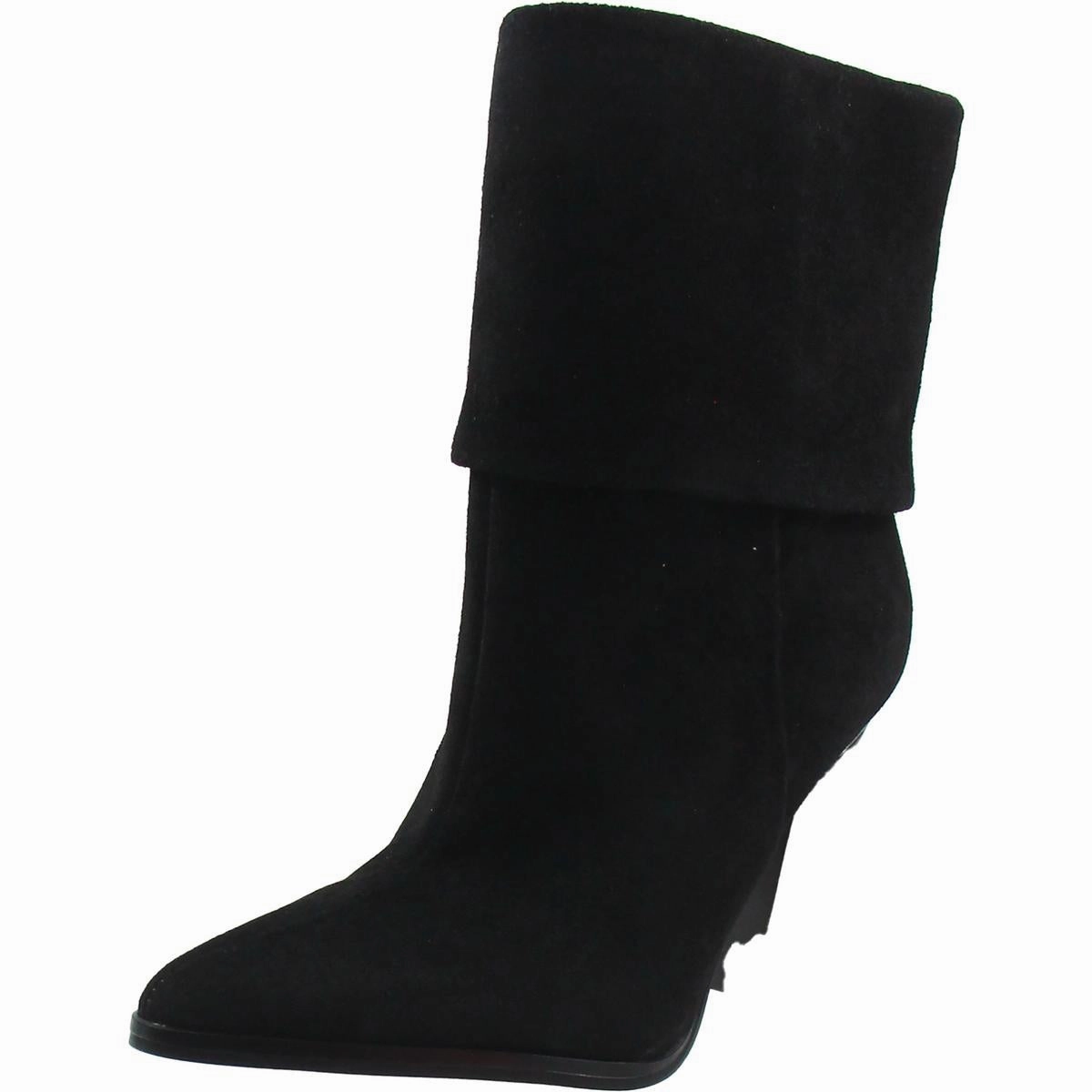 Tough Build Supportive Cerise Womens Block Heel Faux Suede Ankle Boots