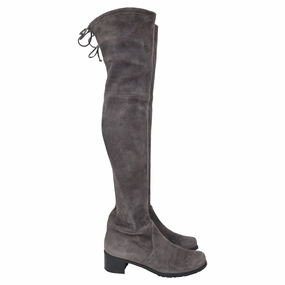 Muddy Path Stuart Weitzman Over The Knee Boots in Grey Suede