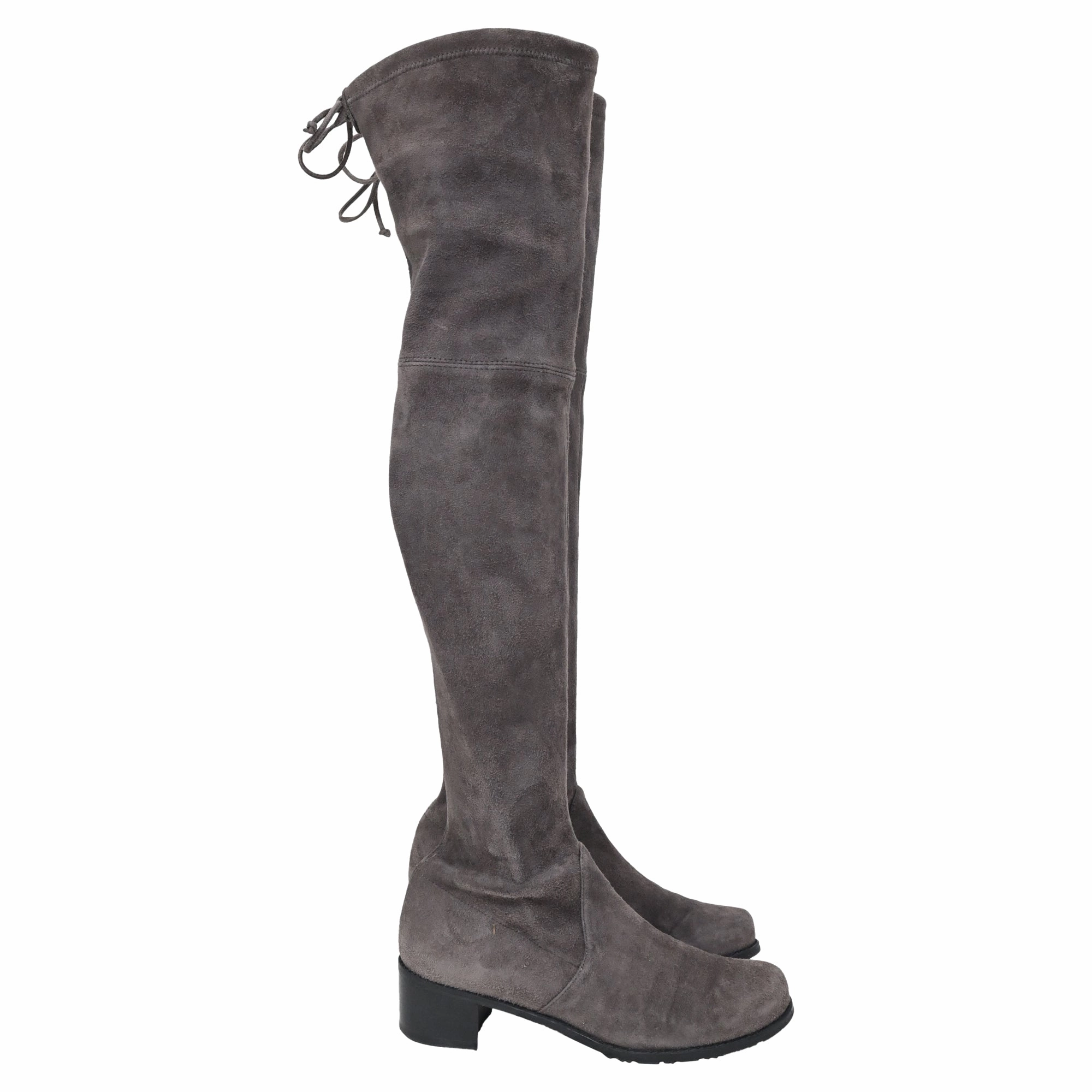 Muddy Path Stuart Weitzman Over The Knee Boots in Grey Suede