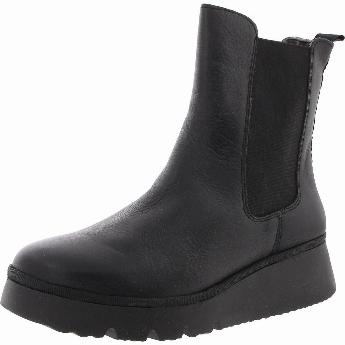 Womens Cushioned Footbed Faux Leather Ankle Boots Comfort Toe Box