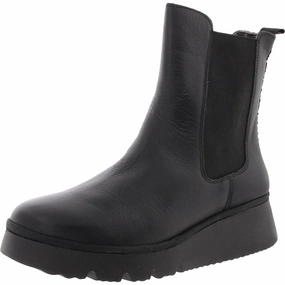 Womens Cushioned Footbed Faux Leather Ankle Boots Comfort Toe Box