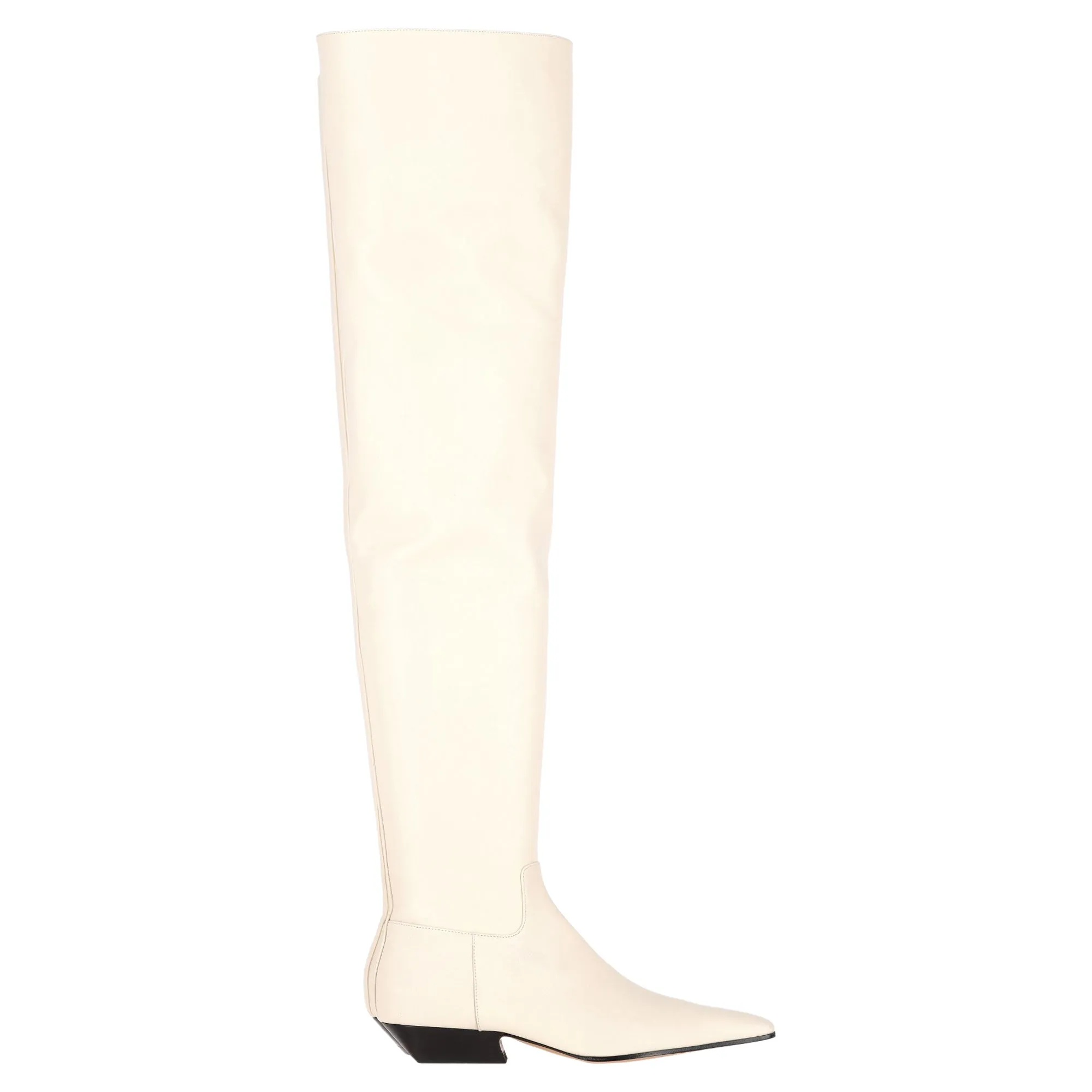 Seamless Comfort All Day Worker Khaite Marfa Over The Knee Boots in Cream Leather