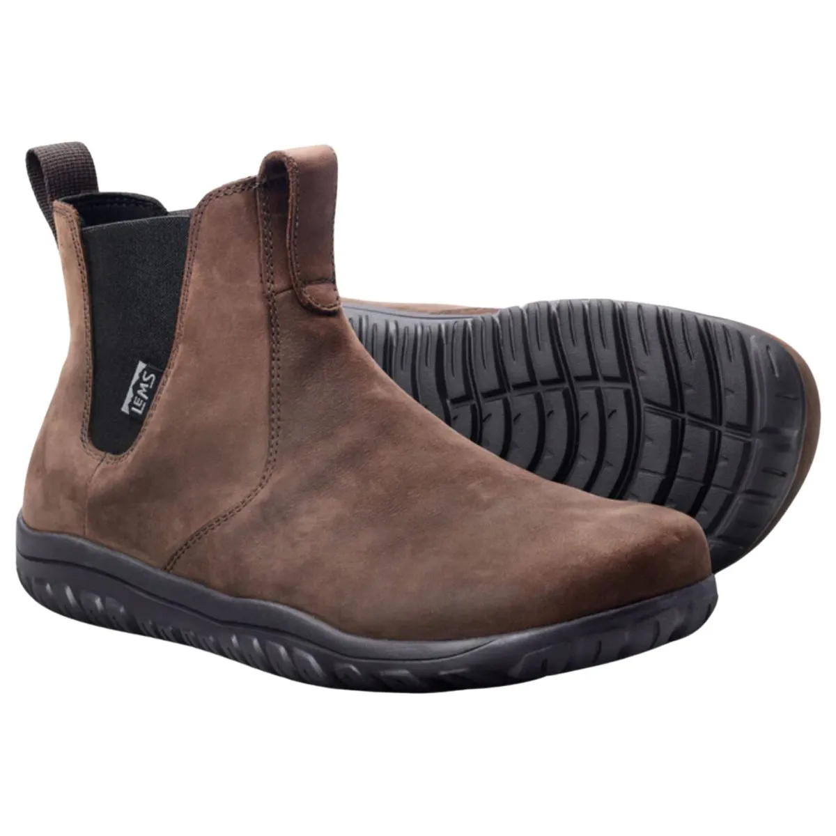 Lems Men's Chelsea Boot Espresso Leather Waterproof Strong Laces