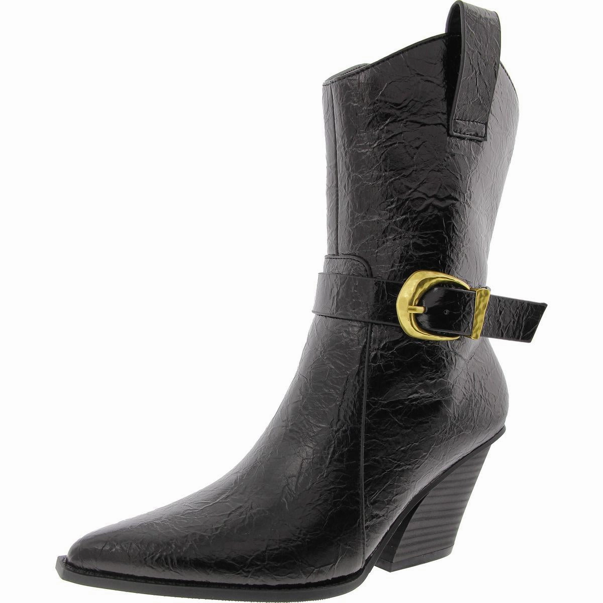WESLEY Womens Buckle Manmade Mid-Calf Boots Versatile use