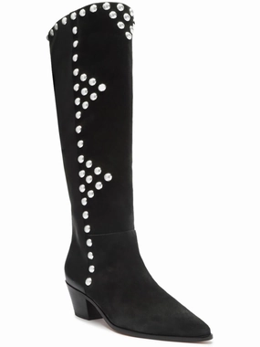Bota Womens Leather Studded Knee-High Boots Timeless Design
