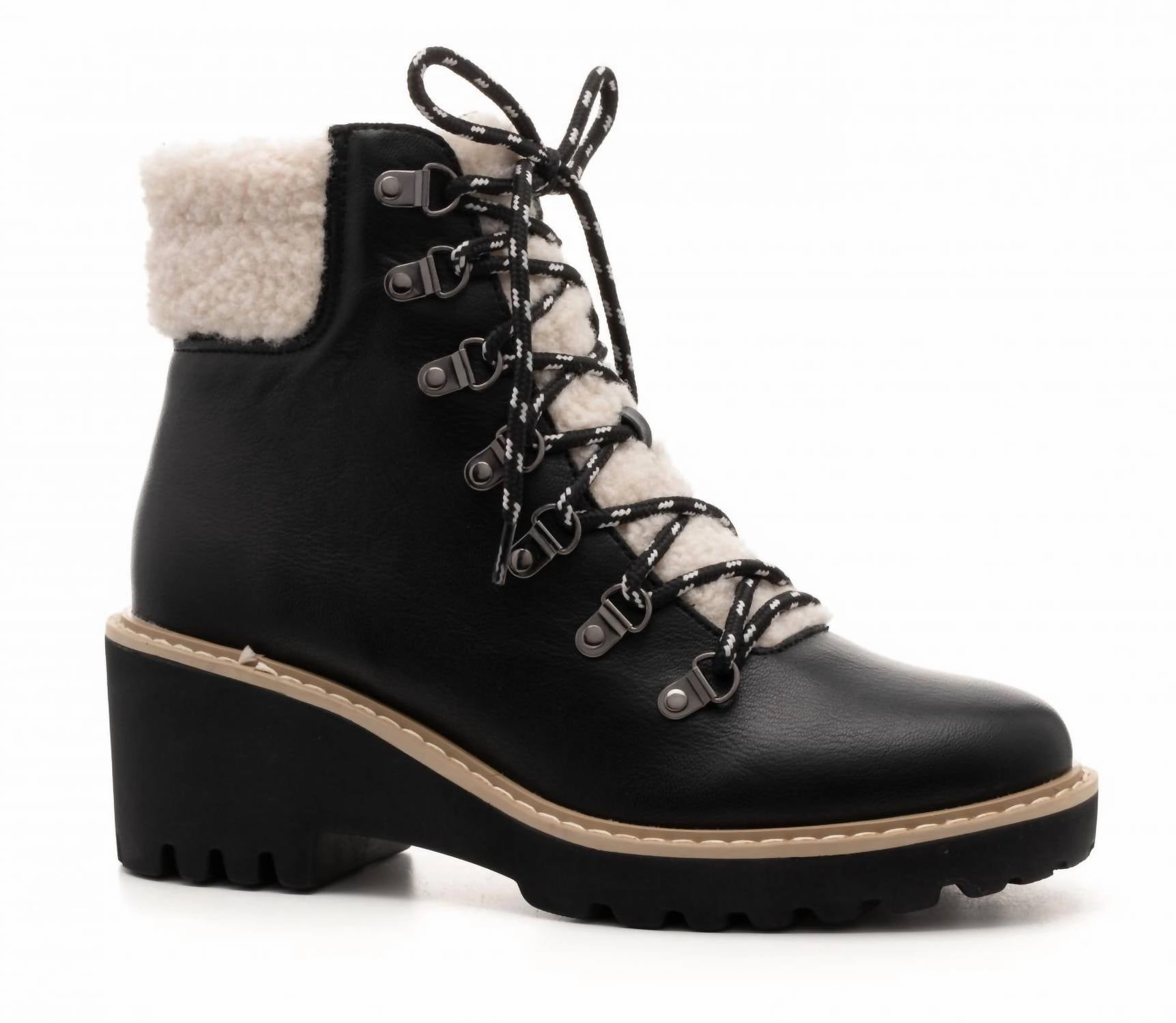 Women's Sherpa Wedge Boots In Black Quick-Dry