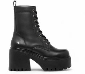 Breathable Nature Lover Construction Ready Windsorsmith Black Leather Platform Ankle Boots - Totally