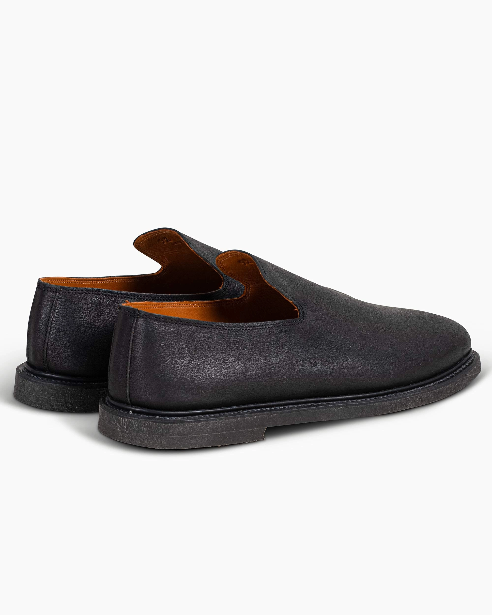 Viberg Slipper Nero Washed Kangaroo Mono Style Dual Tone