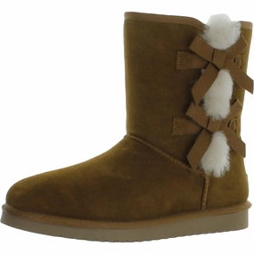 Victoria Short Womens Leather Embellished Shearling Boots Comfort Lining Winter Walker Slip Resistant Work Commute