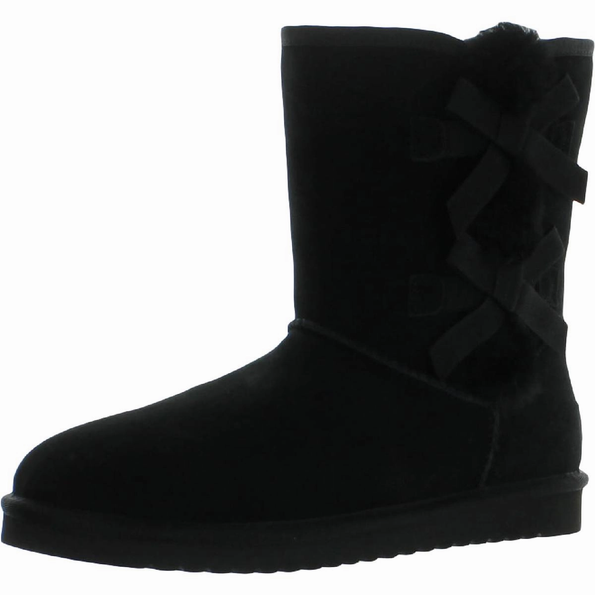 Travel Essential Soft Step Victoria Short Womens Leather Embellished Shearling Boots