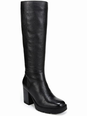 Willow  Womens Faux Leather Block Heel Mid-Calf Boots Slip Resistant Outdoor Trek