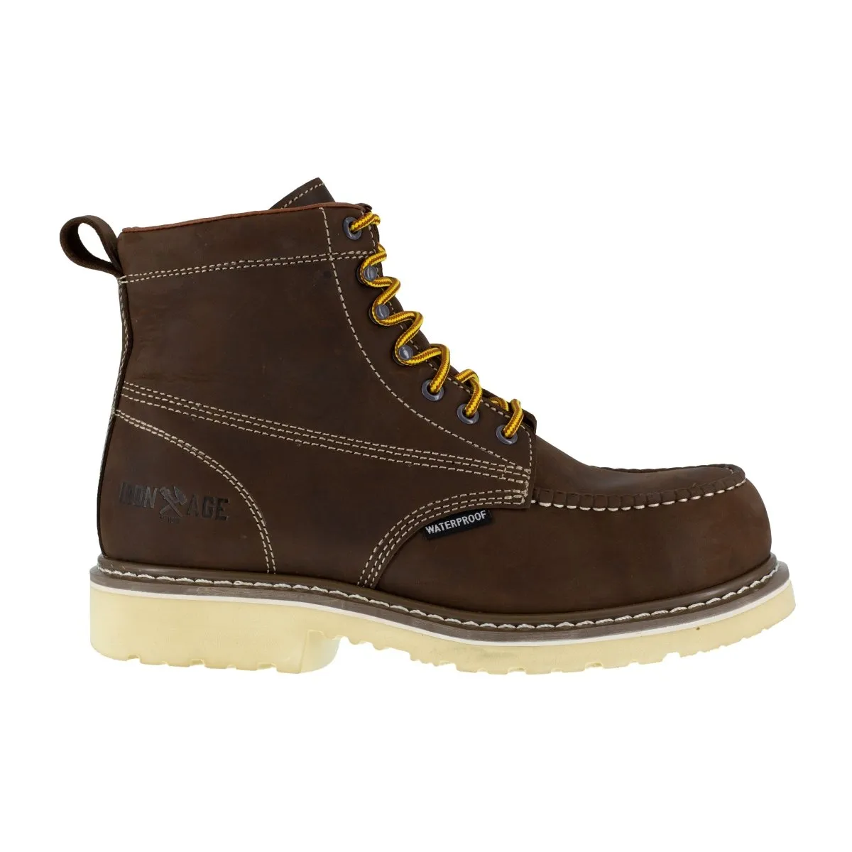 Iron Age Men's Solidifier Brown IA5062 6" Waterproof Work Boot Lace-Up Design Padded Interior City Walking