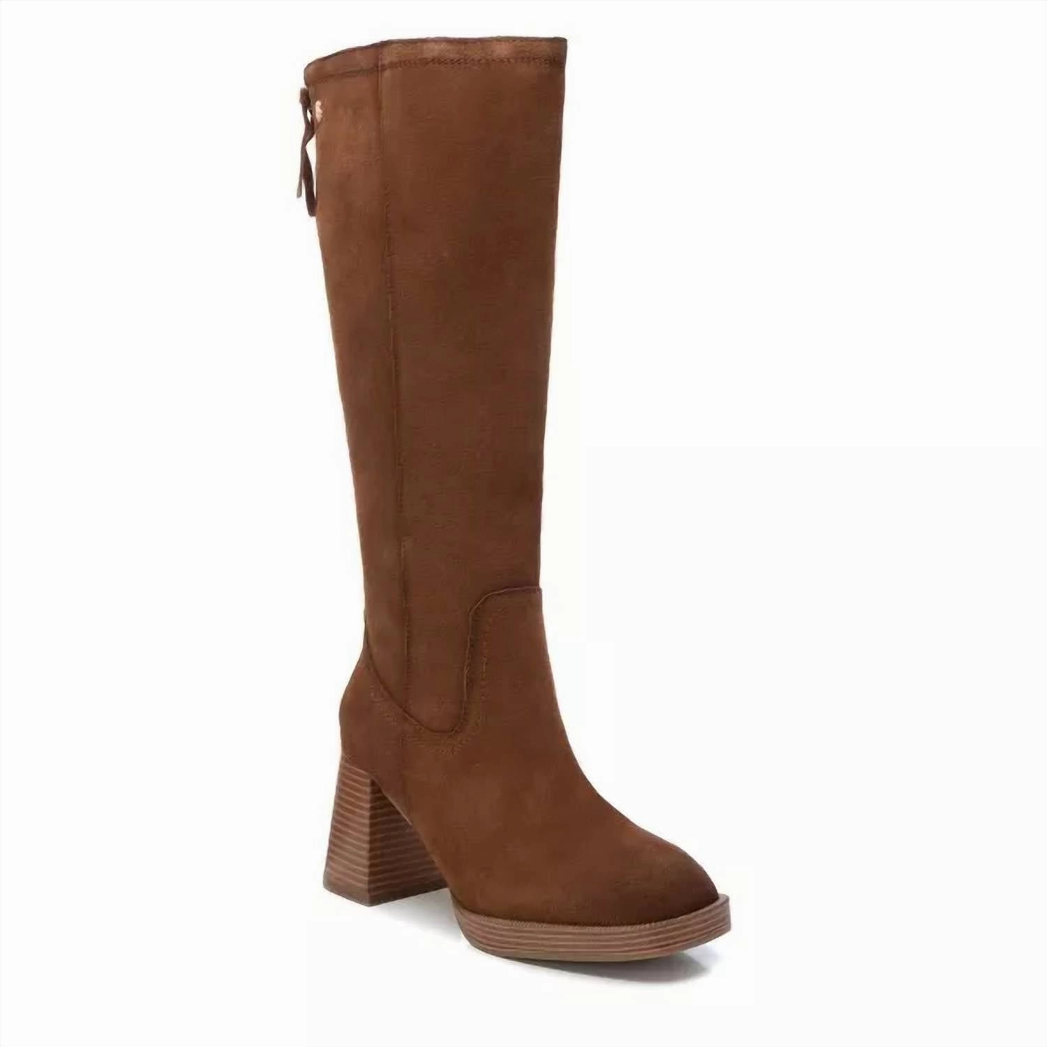 Secure Strap Women's Suede Boots In Camel