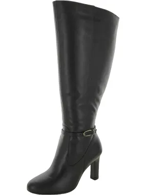 Henny Womens Leather Wide Calf Knee-High Boots Smooth Surface