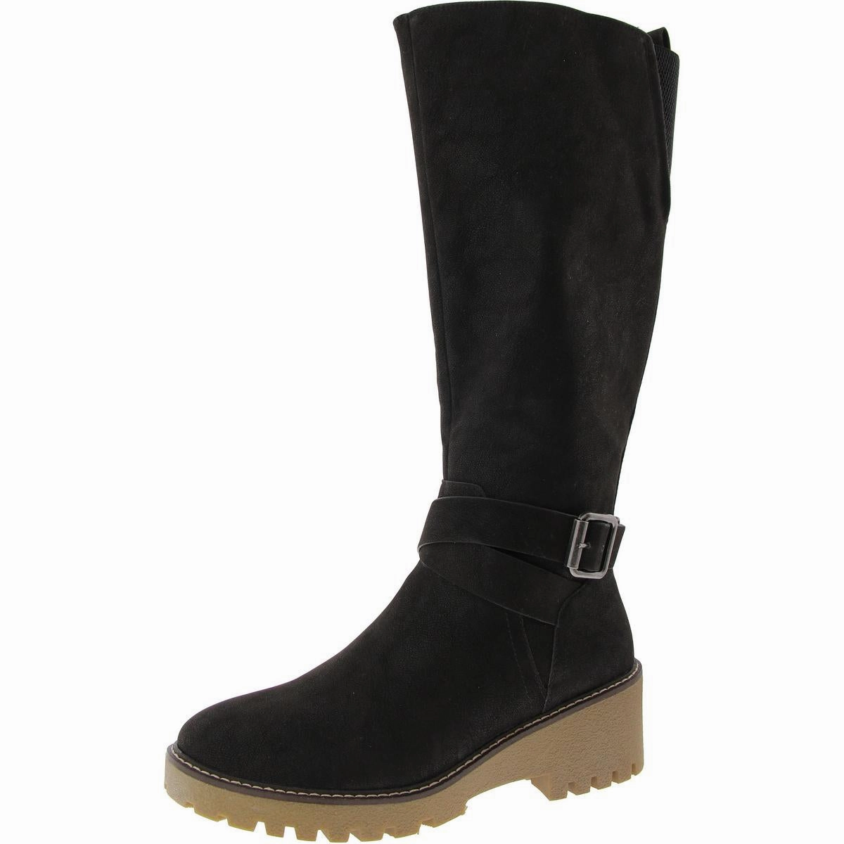 Kathleen Womens Faux Suede Lugged Sole Knee-High Boots Feather Light Outdoor Trek