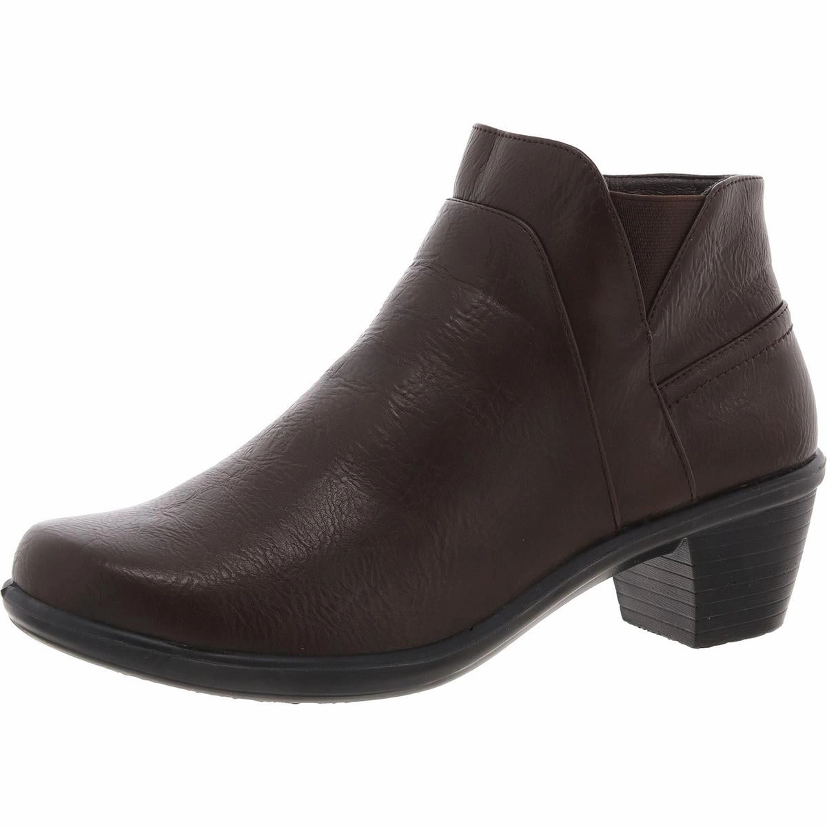 Womens Zipper Faux Leather Booties Comfort Gusset Anti-bacterial