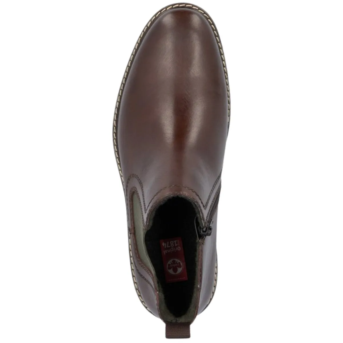 Slip Resistant Rough Trail Hiker Rieker Men's 13757-25 Chelsea Nougat Brown Leather