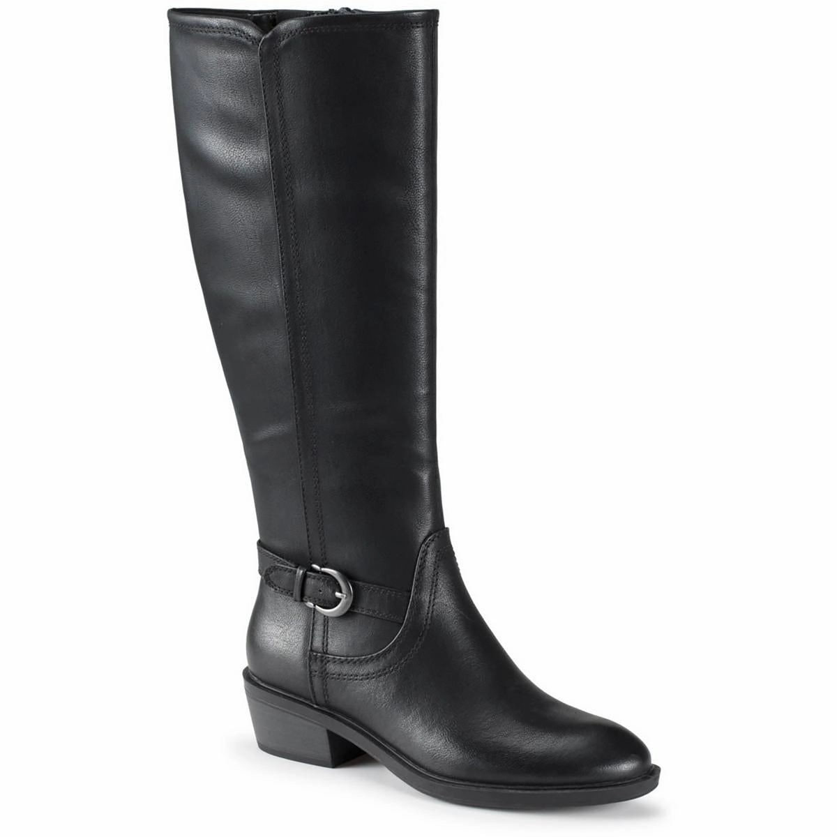 NENA Womens Buckle Leather Knee-High Boots Stylish Versatility