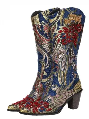 Crystal Embellished Boot In Blue Strap