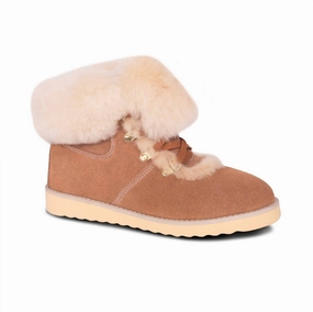 Waterproof Trail Exploration Cushioned Step River Crossing Ladies Posh Sheepskin Boots In Chestnut