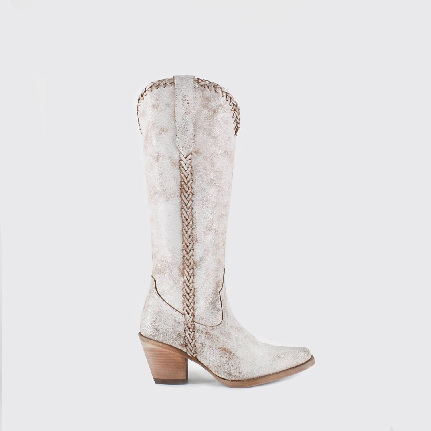 Durable Shell Windy Weather Pastel Glow Women's Kenia Cowgirl Leather Boots In White
