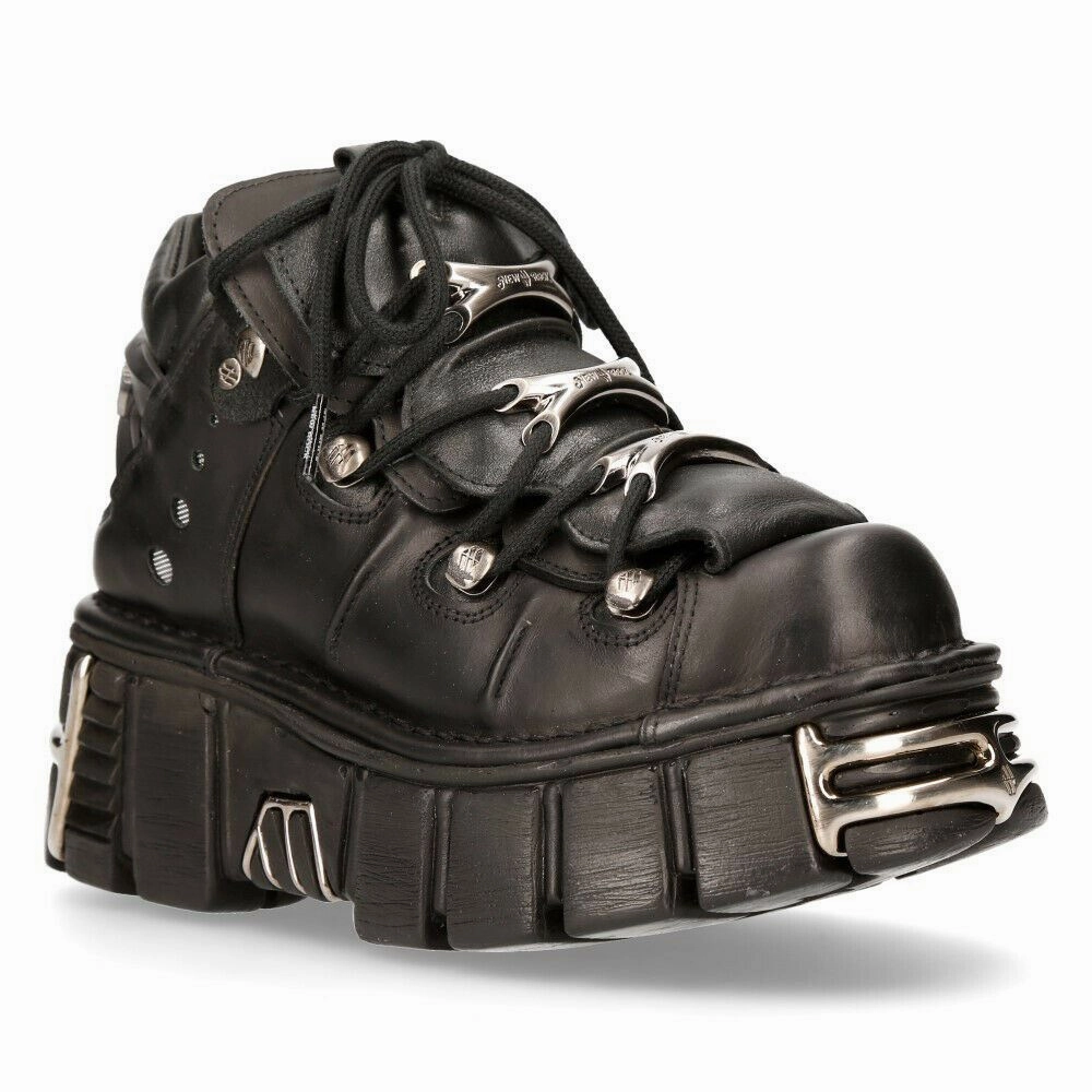 Reinforced Form Weather Resistant User urban commuting New Rock Black Gothic Ankle Boots-106-S1